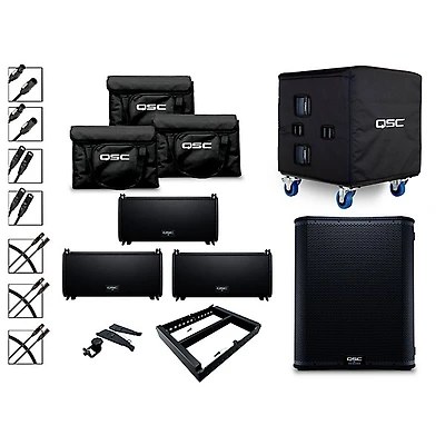 QSC (3) LA108 Ground Stack Active Line Array Speaker Package With KS118 Subwoofer