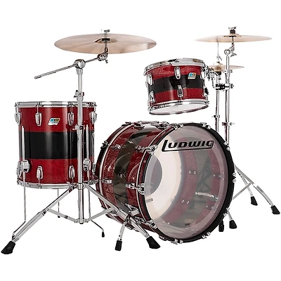 Ludwig Vistalite 50th Anniversary 3-Piece FAB Shell Pack Red Sparkle/Smoke/Red Sparkle