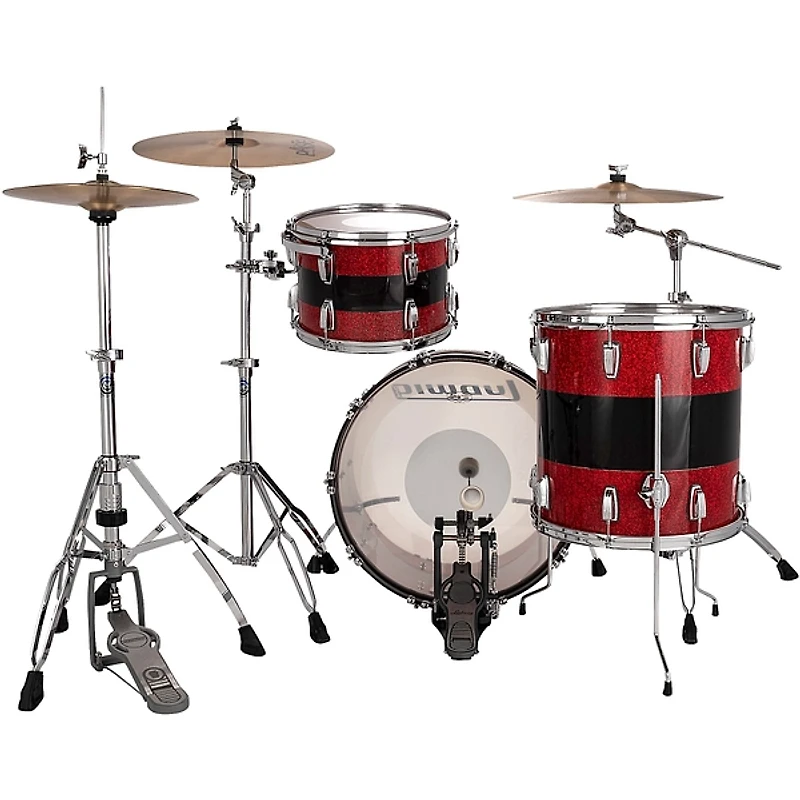 Ludwig Vistalite 50th Anniversary 3-Piece FAB Shell Pack Red Sparkle/Smoke/Red Sparkle