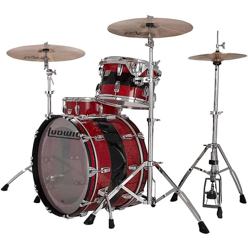 Ludwig Vistalite 50th Anniversary 3-Piece FAB Shell Pack Red Sparkle/Smoke/Red Sparkle