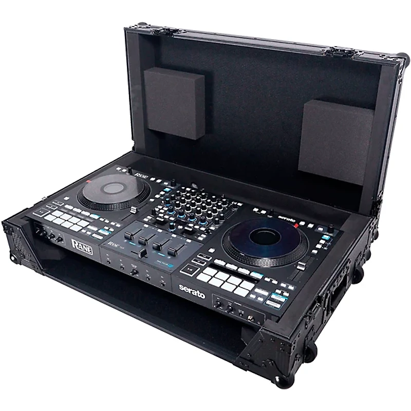 ProX ATA Flight Style Wheel Road Case For RANE Four DJ Controller with 1U Rack Space - All Black Black