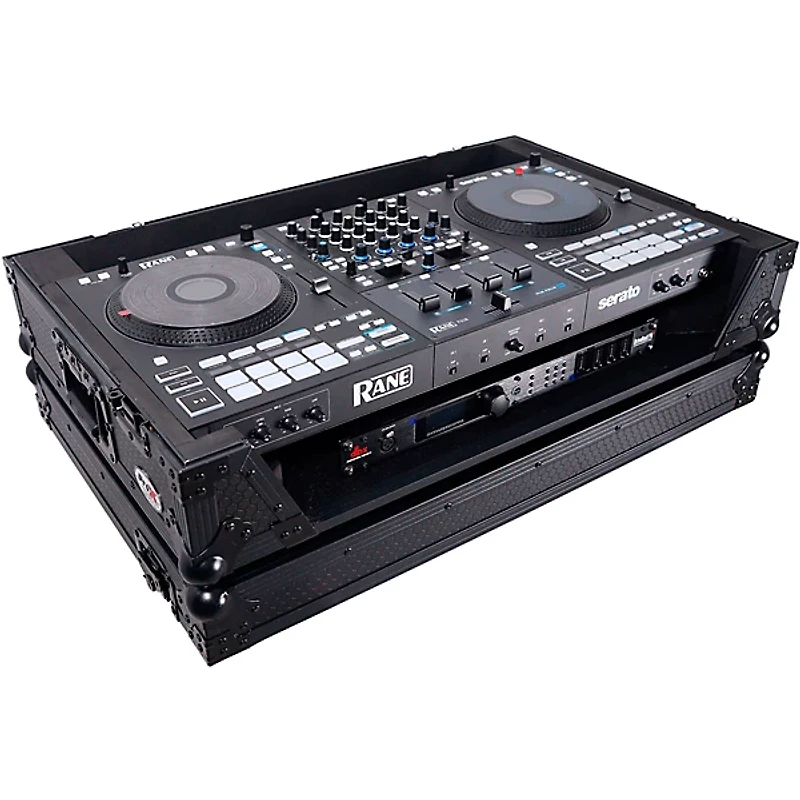 ProX ATA Flight Style Wheel Road Case For RANE Four DJ Controller with 1U Rack Space - All Black Black