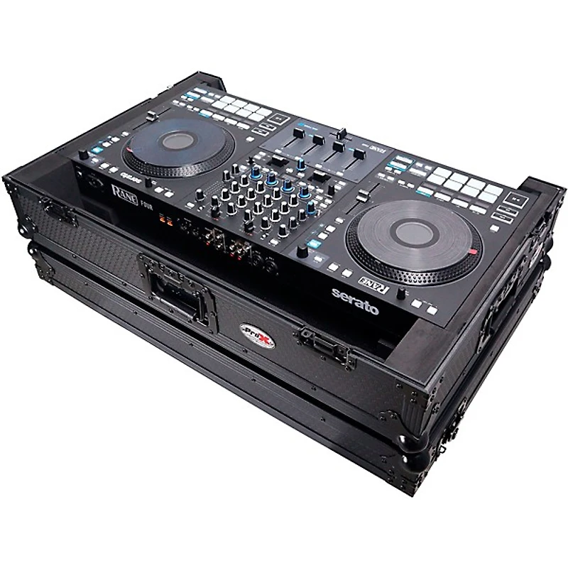 ProX ATA Flight Style Wheel Road Case For RANE Four DJ Controller with 1U Rack Space - All Black Black