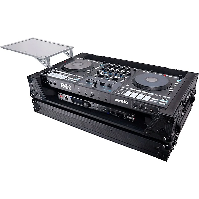 ProX ATA Flight Style Wheel Road Case For RANE Four DJ Controller with 1U Rack Space - All Black Black