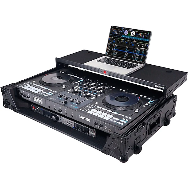 ProX ATA Flight Style Wheel Road Case For RANE Four DJ Controller with 1U Rack Space Black