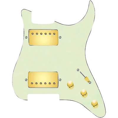 920D Custom Hot and Heavy HH Loaded Pickguard for Strat With Gold Roughneck Humbuckers and S3W-HH Wiring Harness