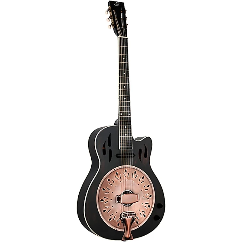 Ortega RRG40CE-DBK Concert Cutaway Acoustic-Electric Resonator Guitar Black