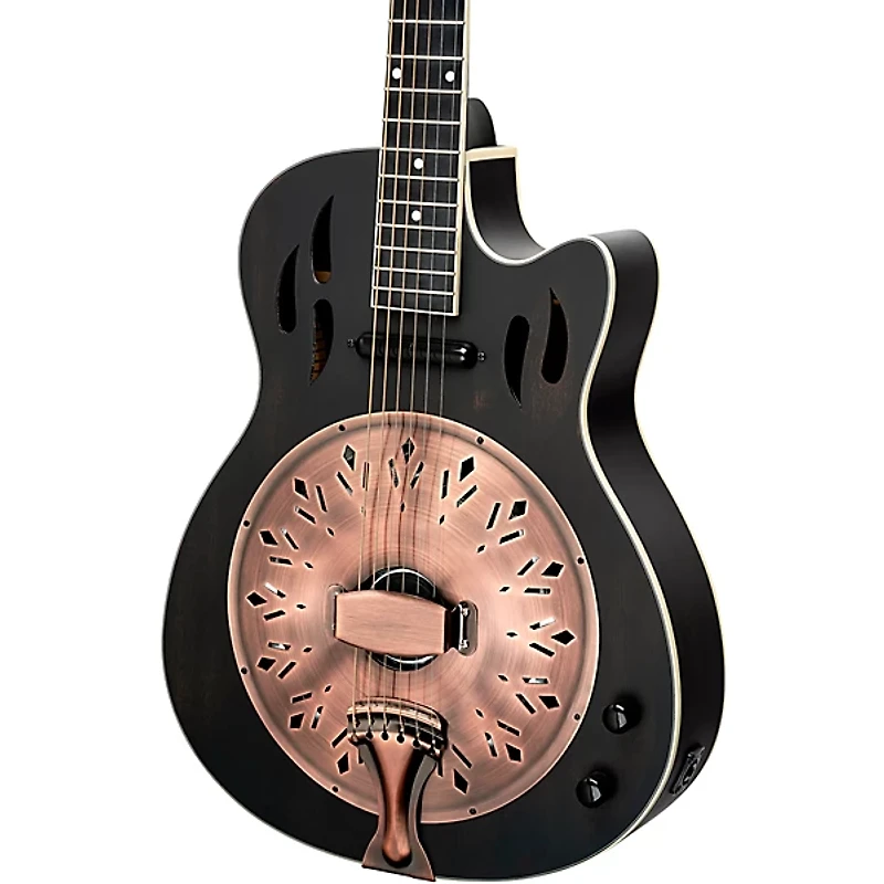 Ortega RRG40CE-DBK Concert Cutaway Acoustic-Electric Resonator Guitar Black