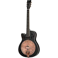 Ortega RRG40CE-DBK Left-Handed Concert Cutaway Acoustic-Electric Resonator Guitar Black