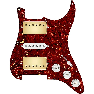 920D Custom HSH Loaded Pickguard for Stratocaster With Gold Smoothie Humbuckers, White Texas Vintage Pickups and S5W-HSH Wiring Harness