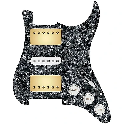 920D Custom HSH Loaded Pickguard for Stratocaster With Gold Smoothie Humbuckers, White Texas Vintage Pickups and S5W-HSH Wiring Harness