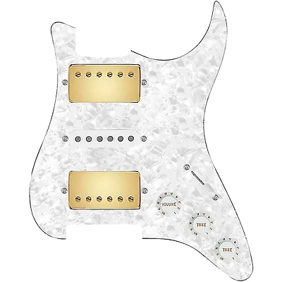 920D Custom HSH Loaded Pickguard for Stratocaster With Gold Smoothie Humbuckers, White Texas Vintage Pickups and S5W-HSH Wiring Harness