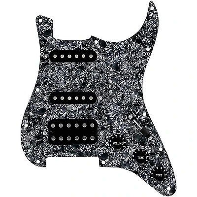 920D Custom HSS Loaded Pickguard for Strat With Uncovered Smoothie Humbucker, Black Texas Vintage Pickups and Black Knobs