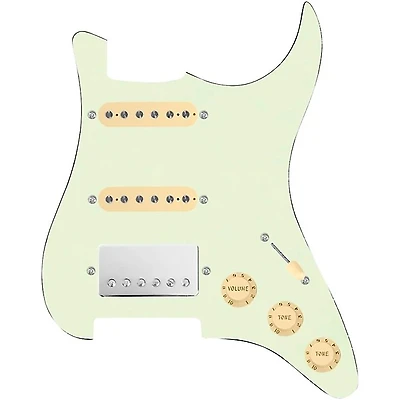 920D Custom HSS Loaded Pickguard for Strat With Nickel Smoothie Humbucker, Aged White Texas Vintage Pickups & Aged White Knobs