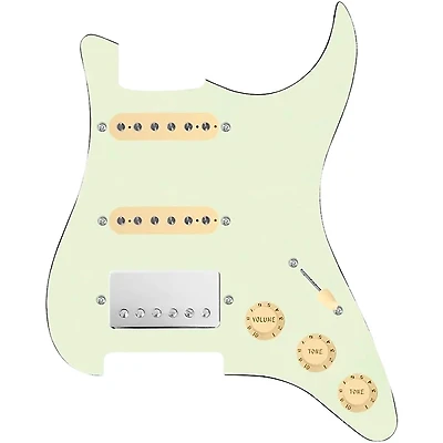 920D Custom HSS Loaded Pickguard for Strat With Nickel Cool Kids Humbucker, Aged White Texas Grit Pickups & Black Knobs