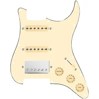 920D Custom HSS Loaded Pickguard for Strat With Nickel Cool Kids Humbucker, Aged White Texas Grit Pickups & Black Knobs