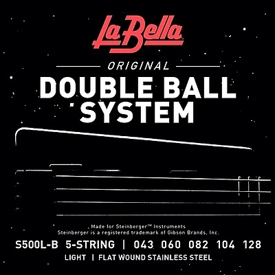 La Bella S500L-B Double Ball System Flat Wound 5 String Bass Strings Light (43 - 128)