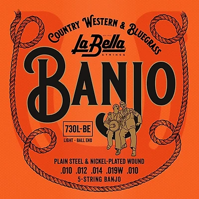 La Bella 730-BE Nickel Plated Wound Ball-Ends 5-String Banjo Strings - Light