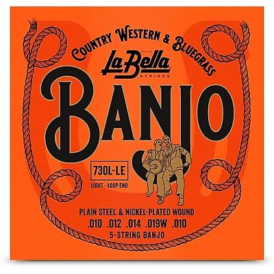 La Bella 730-LE Nickel Plated Wound Loop-Ends 5-String Banjo Strings - Light
