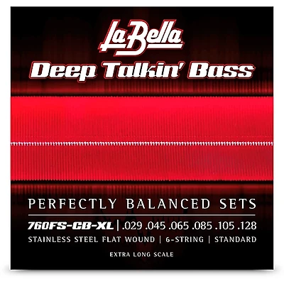 La Bella 760FS-CB-XL Deep Talkin' Bass Stainless Steel Flat Wound 6-String Bass Strings - Standard, Extra Scale