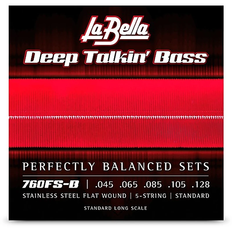 La Bella 760FS-B Deep Talkin' Bass Stainless Steel Flat Wound 5-String Bass Strings - Standard 45 - 128