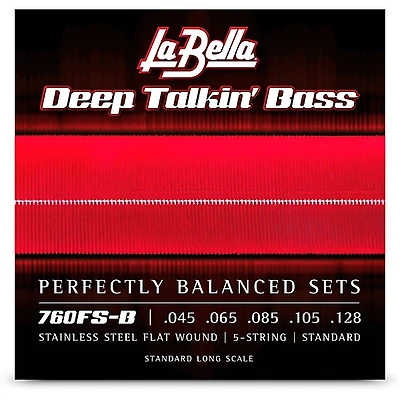 La Bella 760FS-B Deep Talkin' Bass Stainless Steel Flat Wound 5-String Bass Strings - Standard 45 - 128