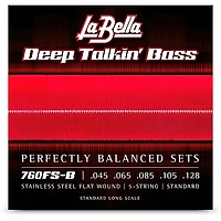 La Bella 760FS-B Deep Talkin' Bass Stainless Steel Flat Wound 5-String Bass Strings - Standard 45 - 128