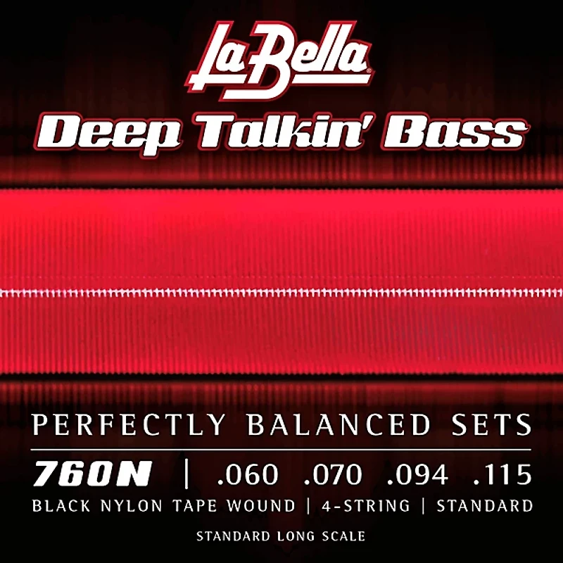 La Bella 760N Deep Talkin' Black Nylon Tape Wound 4-String Bass Strings - Standard 60 - 115
