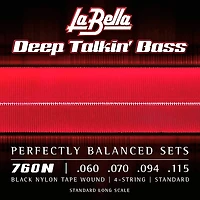 La Bella 760N Deep Talkin' Black Nylon Tape Wound 4-String Bass Strings - Standard 60 - 115