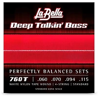 La Bella 760T Deep Talkin Bass White Nylon Tape Wound 4-String Bass Strings - Standard 60 - 115