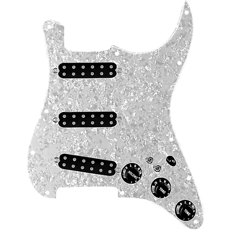 920D Custom Polyphonic Loaded Pickguard for Strat With Black Pickups & Knobs, and S7W-2T Wiring Harness