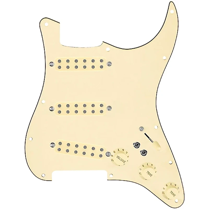 920D Custom Polyphonic Loaded Pickguard for Strat With Aged White Pickups & Knobs and S7W-2T Wiring Harness