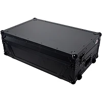 ProX Flight Style Road Case Fits Pioneer DDJ-FLX10 and AlphaTheta DDJ-GRV6, Black on Black With Sliding Laptop Shelf & Wheels Black