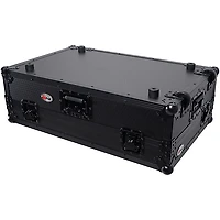 ProX Flight Style Road Case Fits Pioneer DDJ-FLX10 and AlphaTheta DDJ-GRV6, Black on Black With Sliding Laptop Shelf & Wheels Black