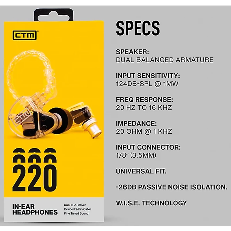 CTM CE220 Clear Pro Isolating Wired In-Ear Monitors