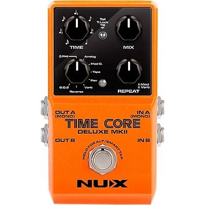 NUX Time Core Deluxe MKII with 7 Different Delays, Phrase Looper and Tap Tempo Effects Pedal Orange