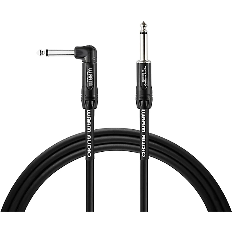 Warm Audio Pro Series TS-1RT-10' 1 End Right-Angle Instrument Cable 2-Pack 10 ft. Black