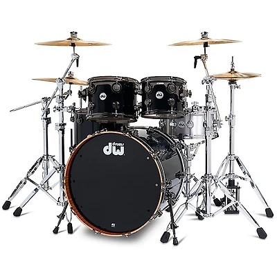 DW Collector's Series 4-Piece Maple/Mahogany Finish Ply Shell Pack with Black Nickel Hardware Gloss Black