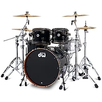 DW Collector's Series 4-Piece Maple/Mahogany Finish Ply Shell Pack with Black Nickel Hardware Gloss Black