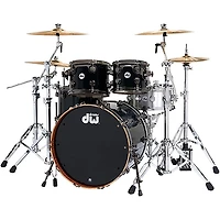DW Collector's Series 4-Piece Maple/Mahogany Finish Ply Shell Pack with Black Nickel Hardware Gloss Black