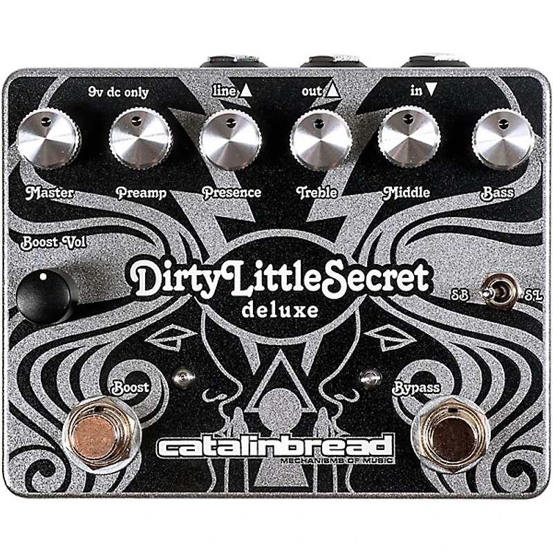 Catalinbread Dirty Little Secret Deluxe Foundation Overdrive Effects Pedal Black and Silver