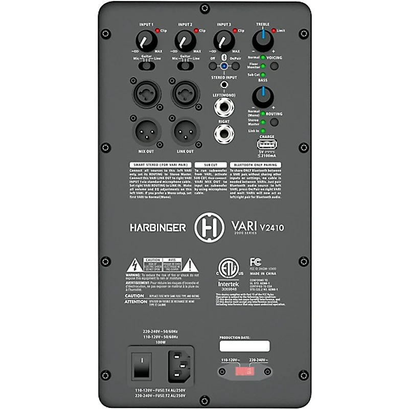 Harbinger VARI V2410 10" Powered Speakers Package With VS12 12" Subwoofer, Stands & Cables, 10" Mains