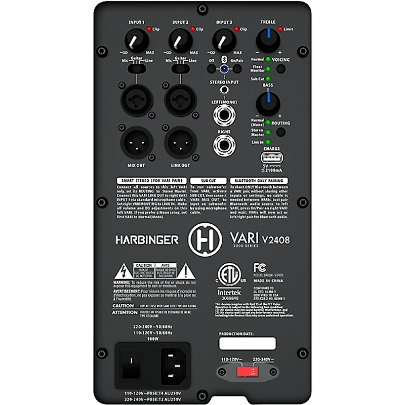 Harbinger VARI V2408 8" Powered Speakers Package With Stands