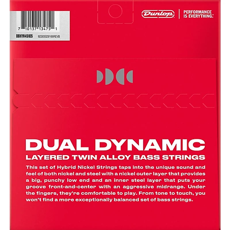 Dunlop Dual Dynamic Hybrid Nickel 4-String Electric Bass Strings (45 - 105)