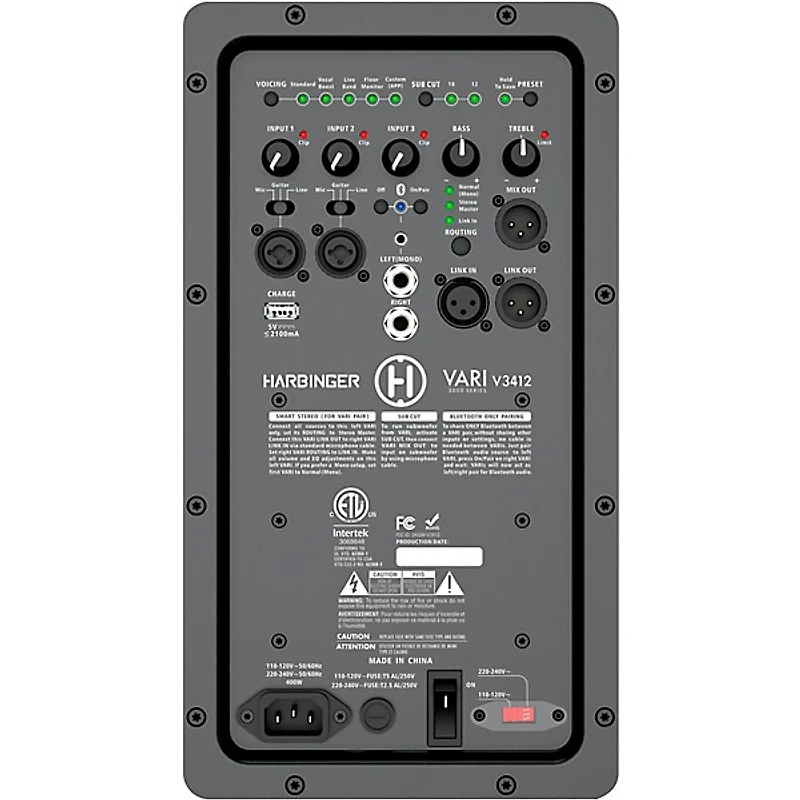 Harbinger VARI V3415 15" Powered Speakers Package With Bags & Stands