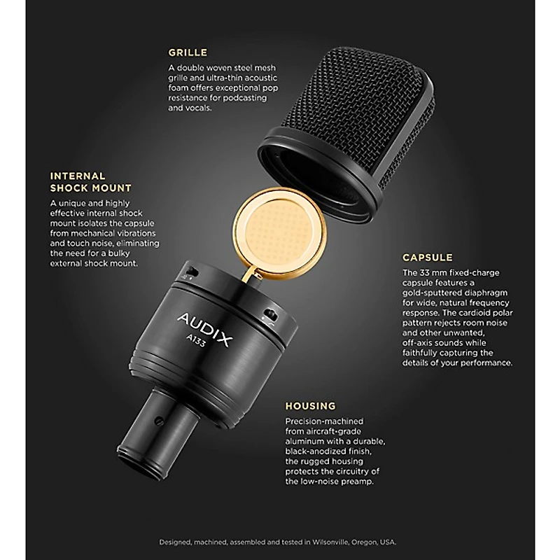 Audix Pair of Audix A133 Large-Diaphragm Condenser Microphone