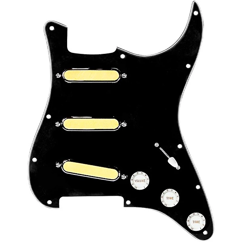 920D Custom Gold Foil Loaded Pickguard For Strat With White Pickups and Knobs and S5W Wiring Harness