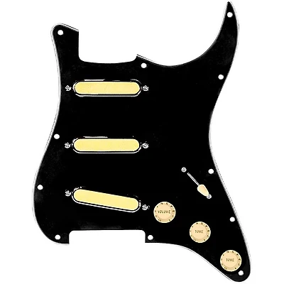 920D Custom Gold Foil Loaded Pickguard For Strat With Aged White Pickups and Knobs and S5W-BL-V Wiring Harness