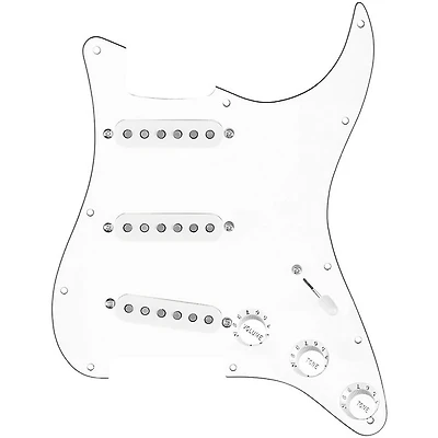 920D Custom Texas Grit Loaded Pickguard for Strat With White Pickups and Knobs and S5W Wiring Harness