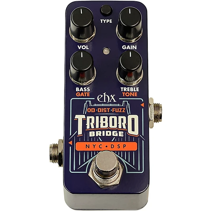 Electro-Harmonix Triboro Bridge Overdrive/Distortion/Fuzz Effects Pedal Blue
